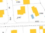 La parcelle 1087, la partie en jaune représentant la maison.