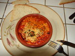 quelle que scampis gratinés..    tomates et poivrons du jardin