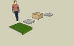 4 éléments :<br />1 - la bâche de protection, relevée sur les bords mais avec un rebord qui suit la pente et qui déborde du balcon.<br />2- un géotextile pour retenir les billes en laissant l'espace pour que l'eau s'écoule<br />3- le bac avec des pieds mais pas de fond<br />4- le second geotextile pour pas que la terre et les racines aille dans les billes d'argile