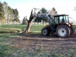 redressement de l'arbre<br />avec un tracteur